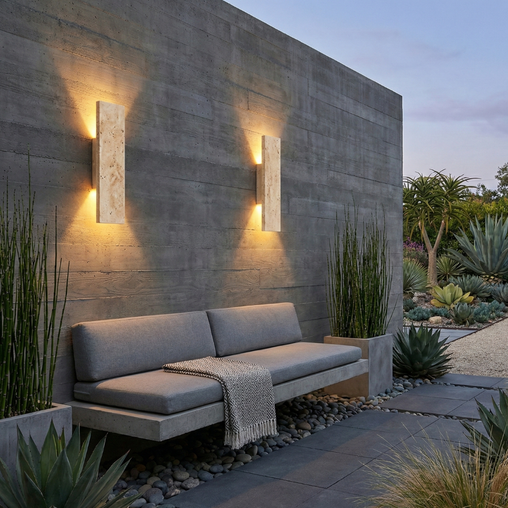 Applique Murale Extérieure LED | Luminaire en Pierre Naturelle Étanche pour Murs Extérieurs