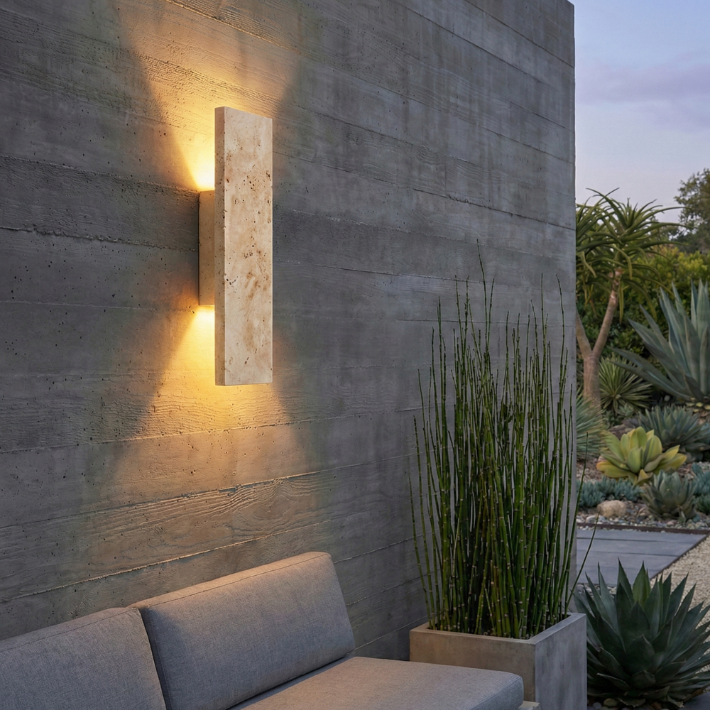 Applique Murale Extérieure LED | Luminaire en Pierre Naturelle Étanche pour Murs Extérieurs
