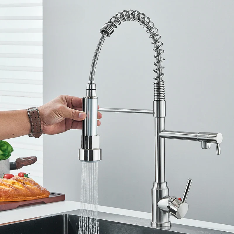 Skanto | Robinet de cuisine NickelFlex | Rotation à 360° | Acier inoxydable