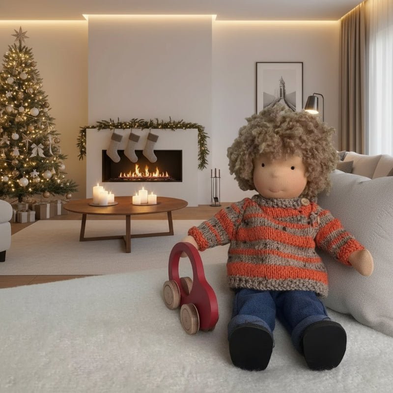 MELLOMINA – Poupée Waldorf artisanale en coton pur avec un corps doux de 30 cm pour enfants