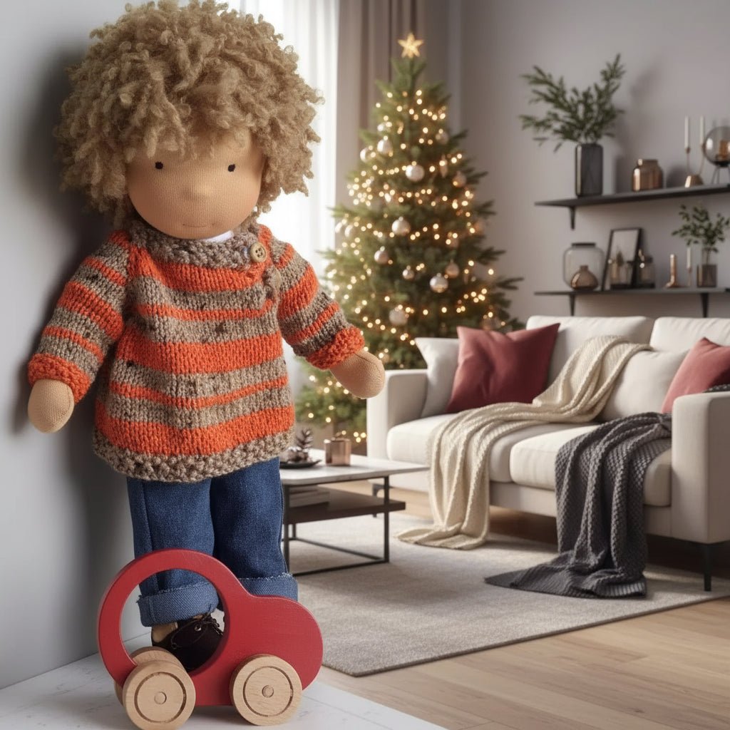 MELLOMINA – Poupée Waldorf artisanale en coton pur avec un corps doux de 30 cm pour enfants