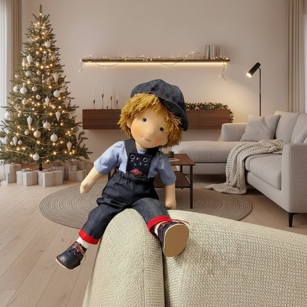 MELLOMINA – Poupée Waldorf artisanale en coton pur avec un corps doux de 30 cm pour enfants