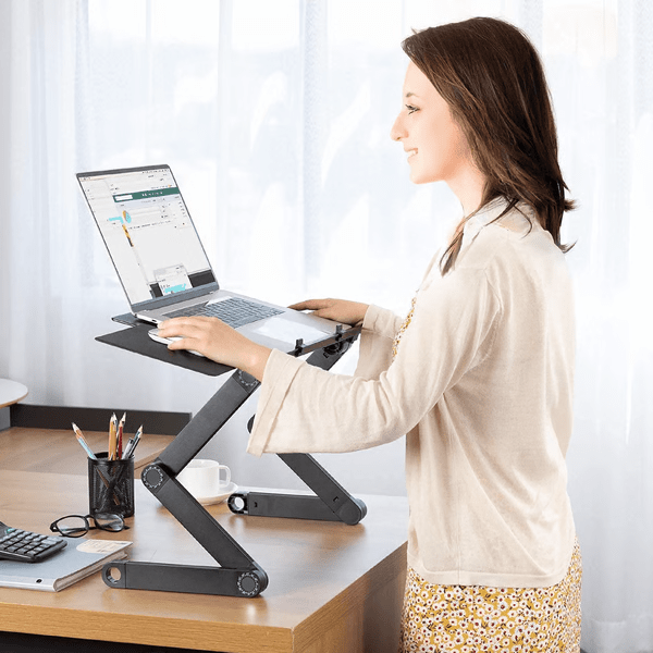 Support d'ordinateur portable | Réglable en hauteur & rotatif à 360° | Pour une posture saine | FlexStand 360