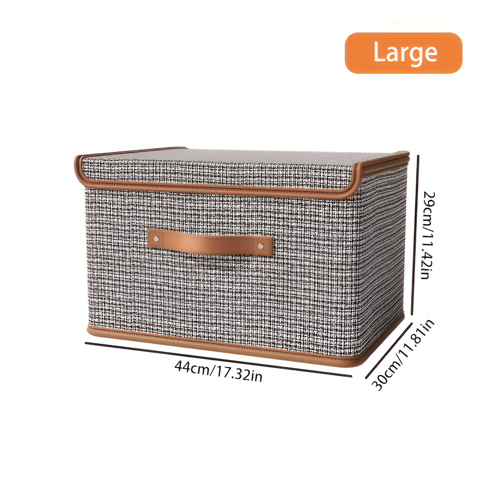 Grande boîte de rangement avec couvercle en tissu pliable et élégante