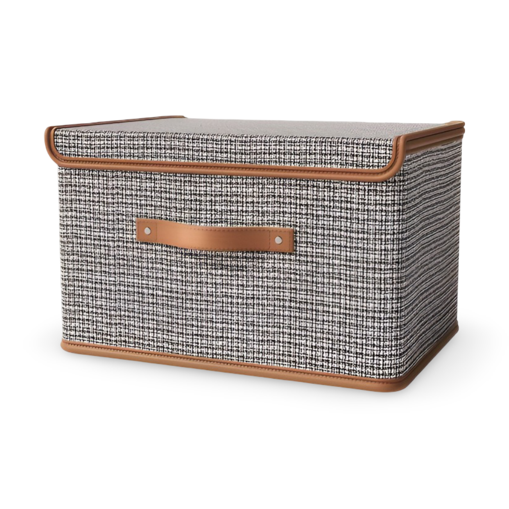 Grande boîte de rangement avec couvercle en tissu pliable et élégante