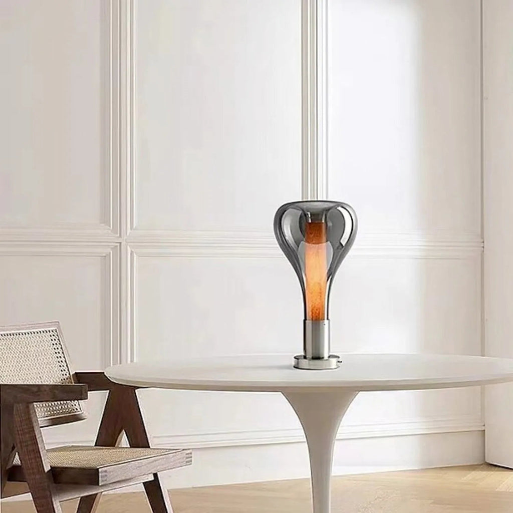 Lampe de table d'ambiance avec lumière LED – design en verre créatif