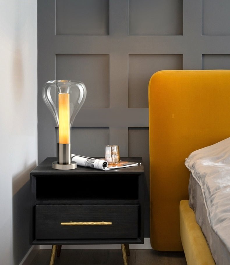 Lampe de table d'ambiance avec lumière LED – design en verre créatif
