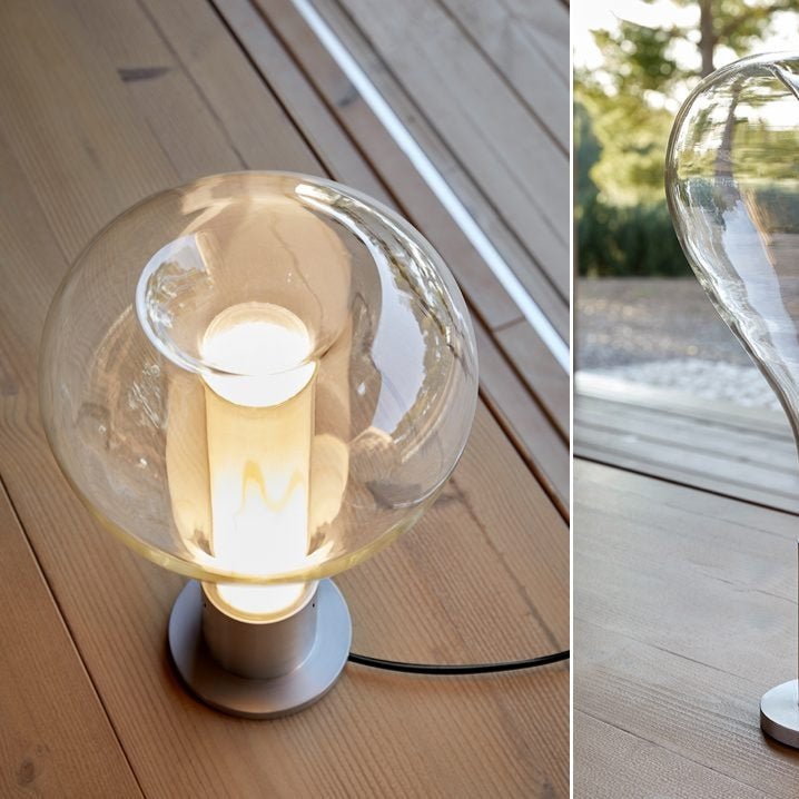 Lampe de table d'ambiance avec lumière LED – design en verre créatif