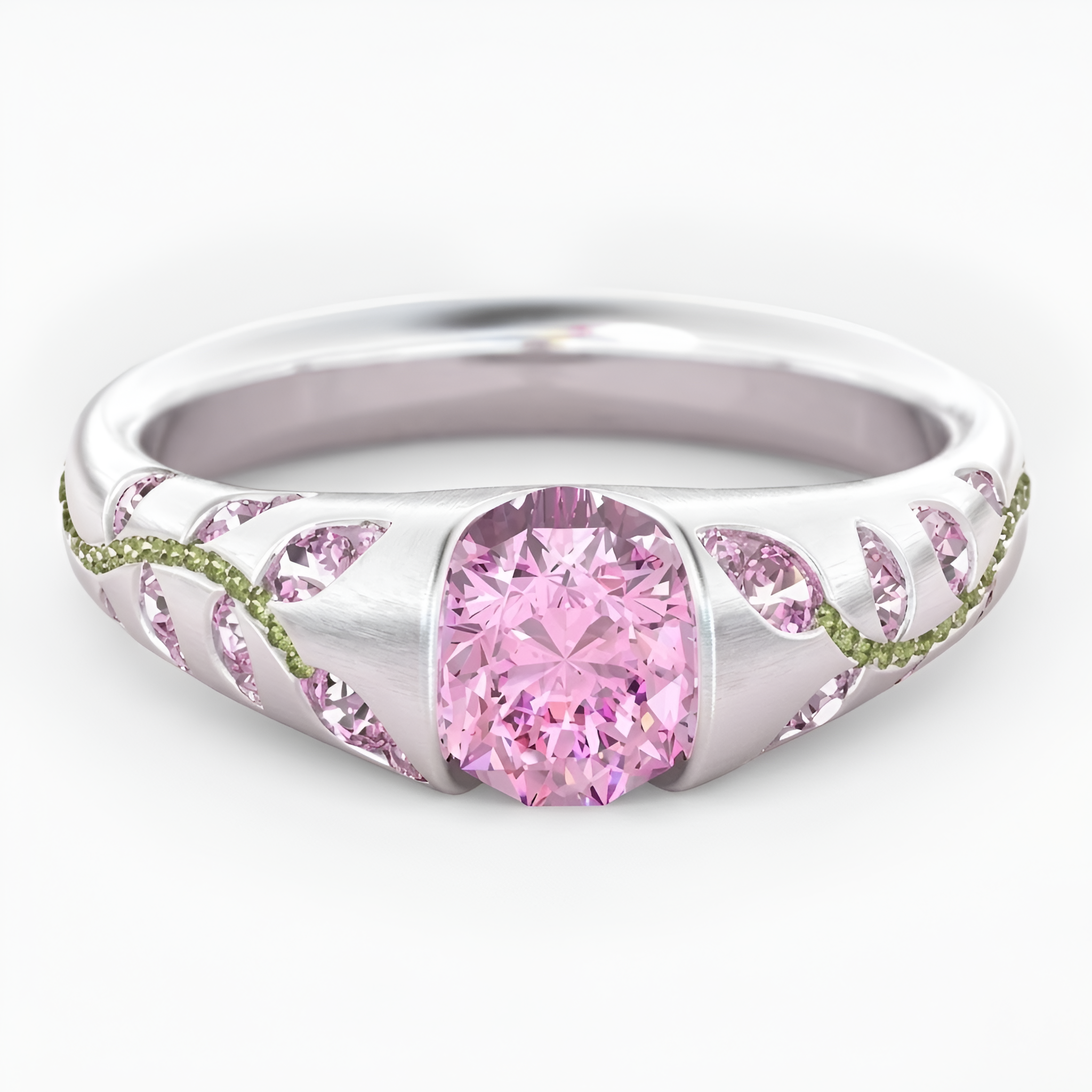 Hazel - Bague élégante pour femme, ornée d'un zircon et d'un motif de feuille