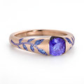 Hazel - Bague élégante pour femme, ornée d'un zircon et d'un motif de feuille