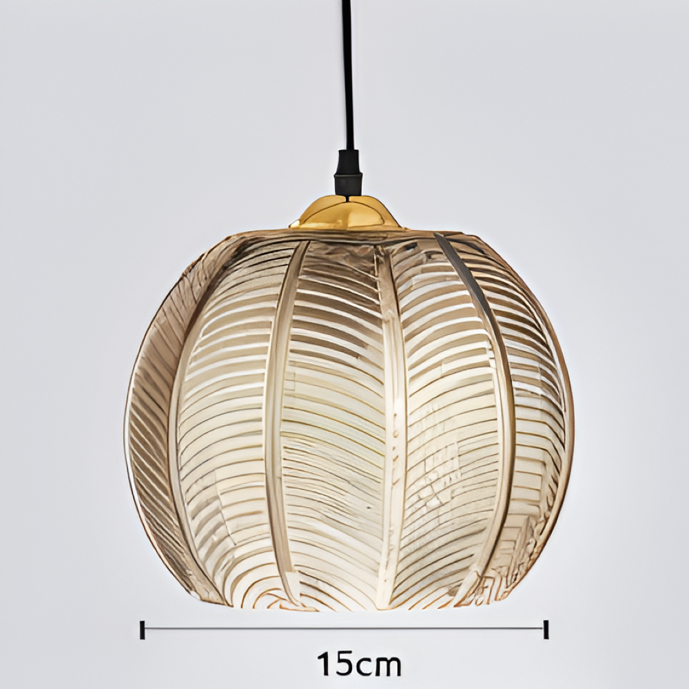 LeafyRib Suspension - Suspension en verre strié rétro moderne