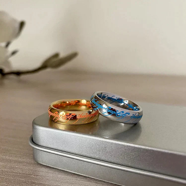 Bague lumineuse avec écriture elfique | Rune mystique | Effet lumineux absorbant la lumière | RuneLumière