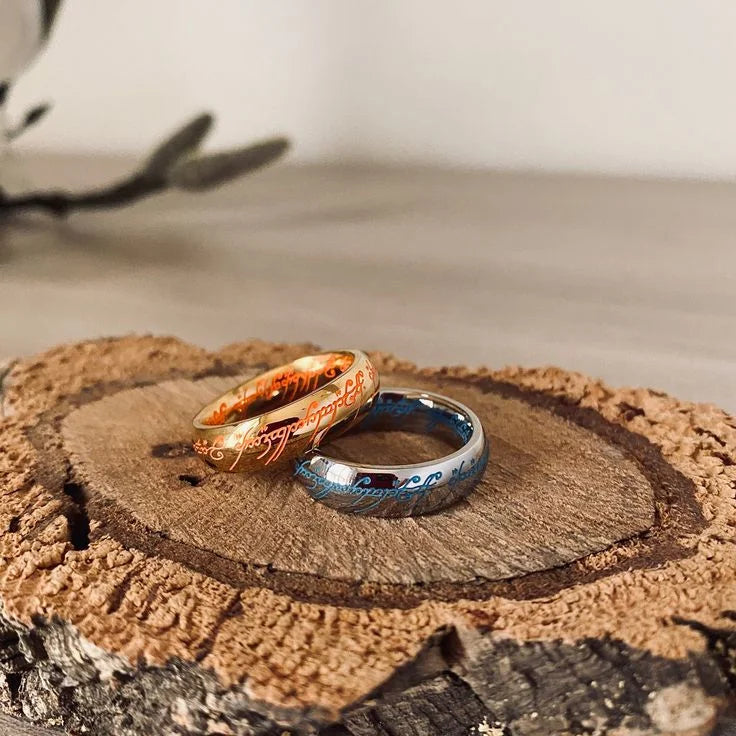 Bague lumineuse avec écriture elfique | Rune mystique | Effet lumineux absorbant la lumière | RuneLumière