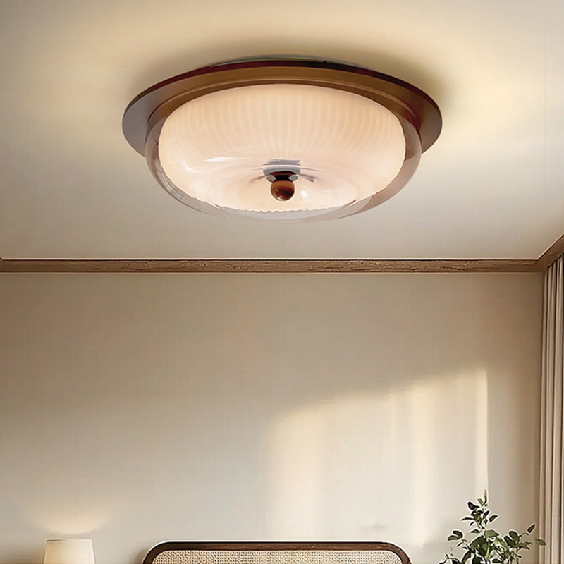Lampe de Plafond Moderne en Verre et Bois