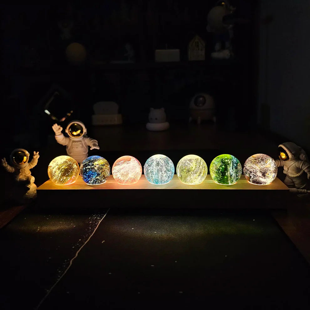 Lampe en cristal avec effets lumineux cosmiques