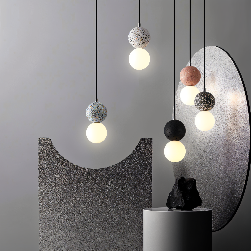 LumeGlobe Suspension - Suspension à double boule pour la table à manger - Lampe en verre suspendue