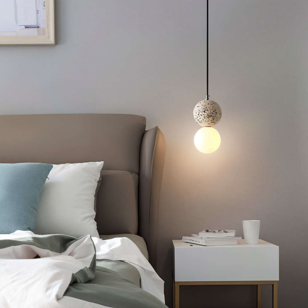 LumeGlobe Suspension - Suspension à double boule pour la table à manger - Lampe en verre suspendue