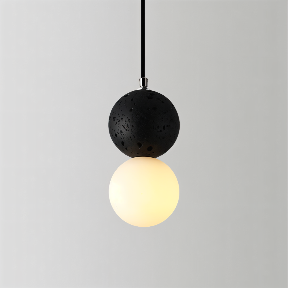 LumeGlobe Suspension - Suspension à double boule pour la table à manger - Lampe en verre suspendue