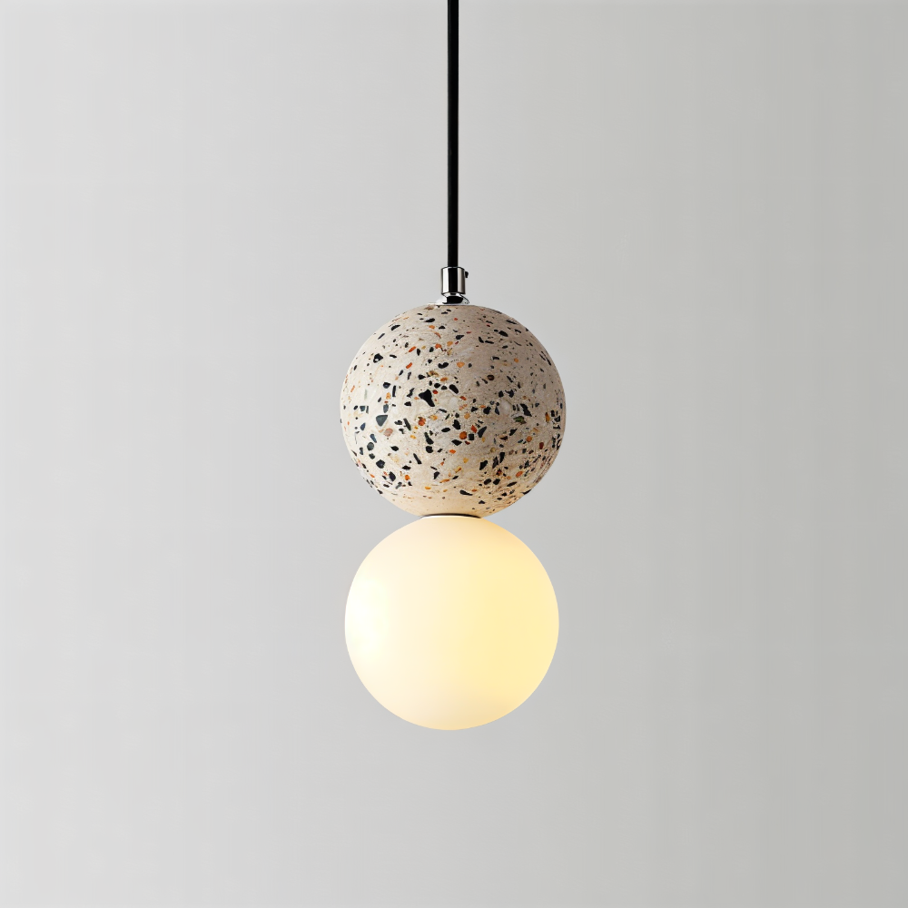 LumeGlobe Suspension - Suspension à double boule pour la table à manger - Lampe en verre suspendue
