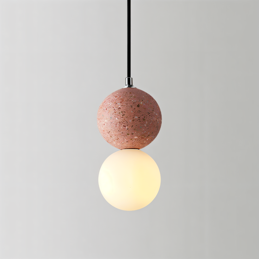 LumeGlobe Suspension - Suspension à double boule pour la table à manger - Lampe en verre suspendue
