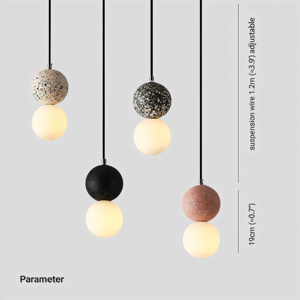 LumeGlobe Suspension - Suspension à double boule pour la table à manger - Lampe en verre suspendue