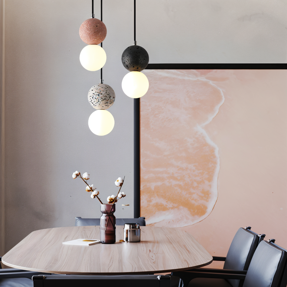 LumeGlobe Suspension - Suspension à double boule pour la table à manger - Lampe en verre suspendue