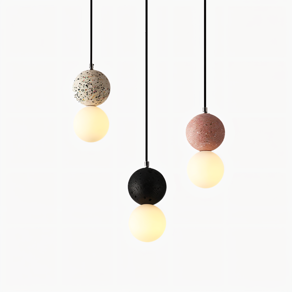 LumeGlobe Suspension - Suspension à double boule pour la table à manger - Lampe en verre suspendue