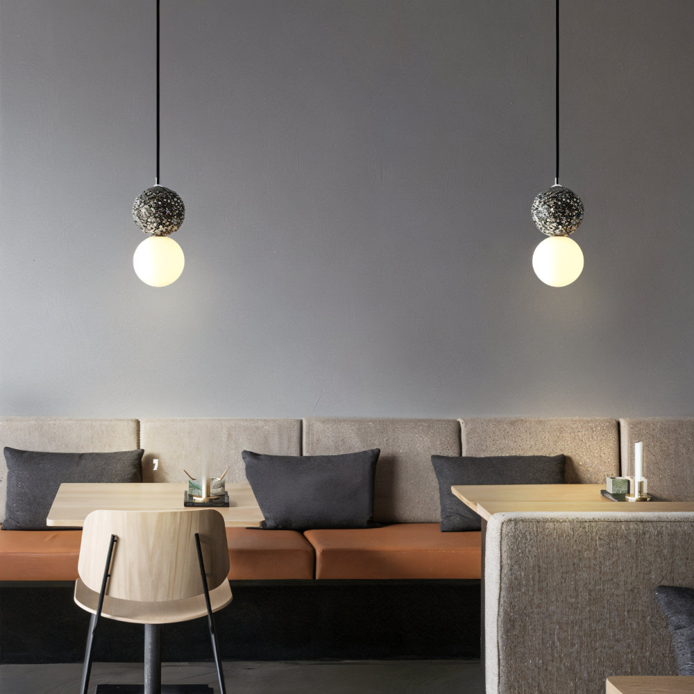 LumeGlobe Suspension - Suspension à double boule pour la table à manger - Lampe en verre suspendue