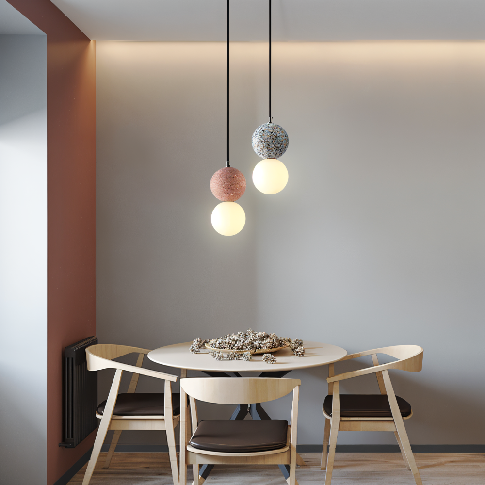 LumeGlobe Suspension - Suspension à double boule pour la table à manger - Lampe en verre suspendue