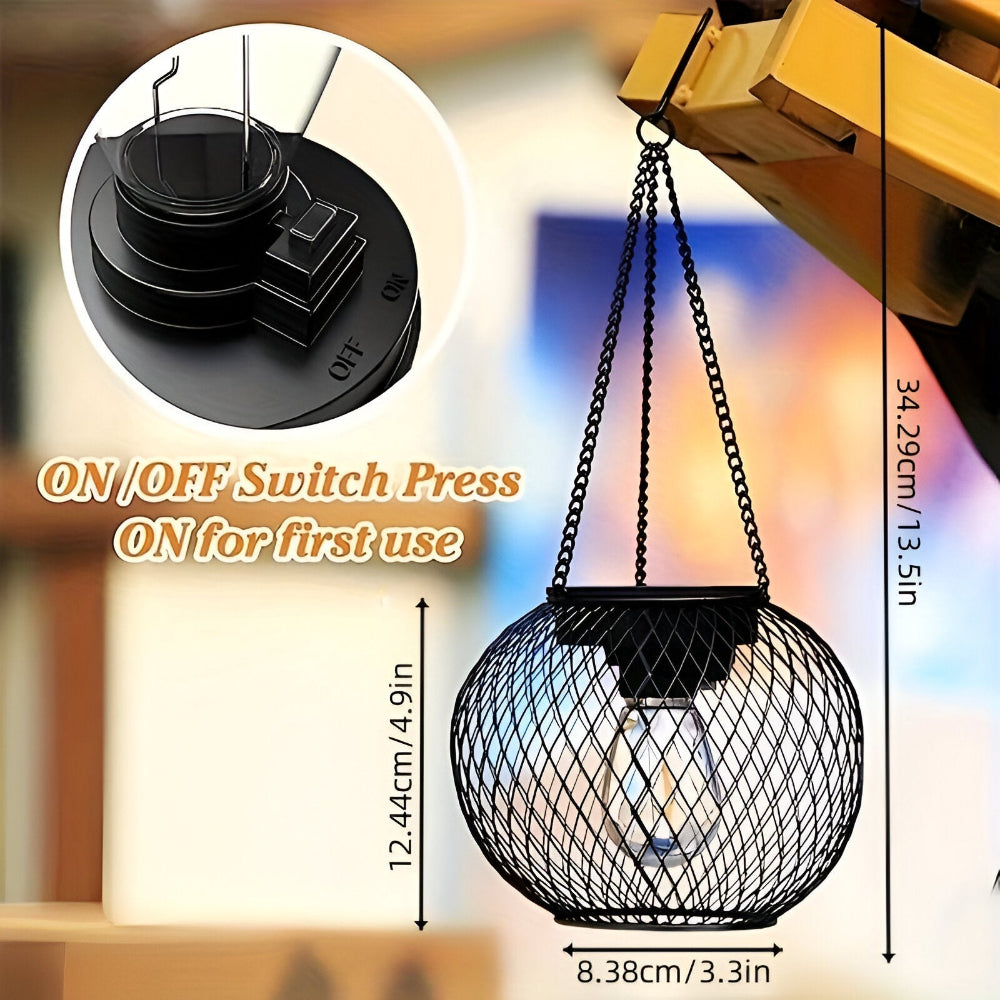 Lampe suspendue solaire en métal – lanterne décorative au design en treillis