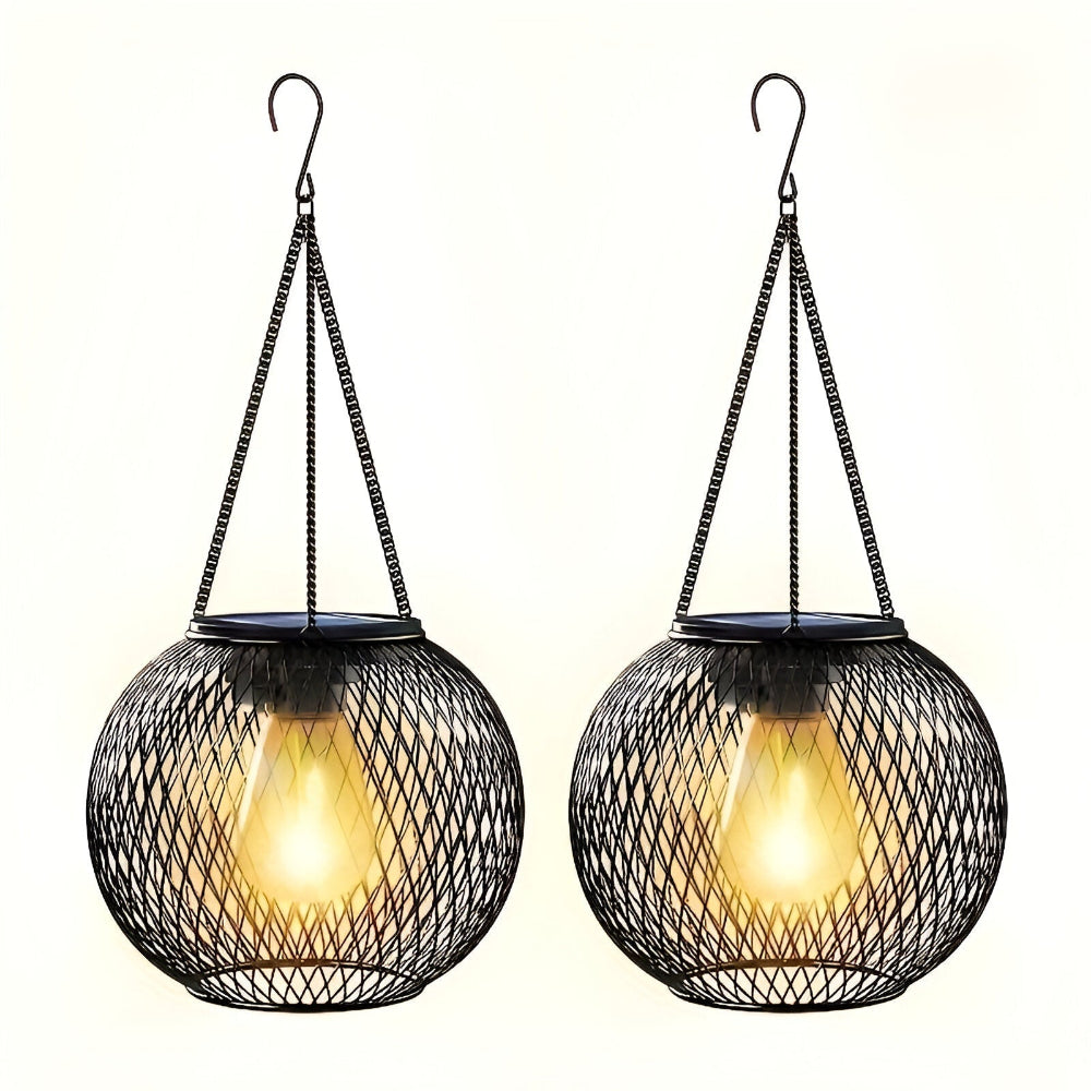 Lampe suspendue solaire en métal – lanterne décorative au design en treillis