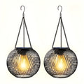 Lampe suspendue solaire en métal – lanterne décorative au design en treillis