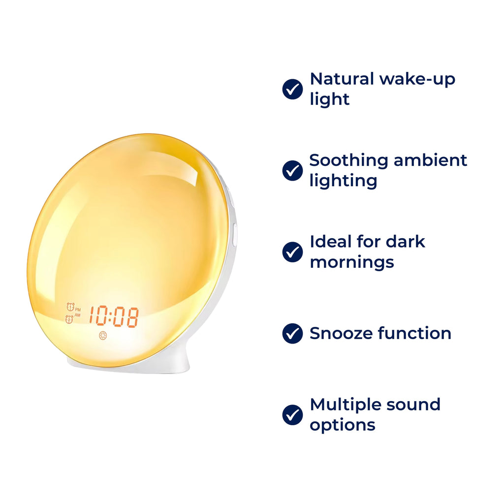 Skanto | Réveil au Lever du Soleil | Lumière Naturelle de Réveil avec Éclairage Ambiant pour Dormeurs Profonds & Matins Sombres
