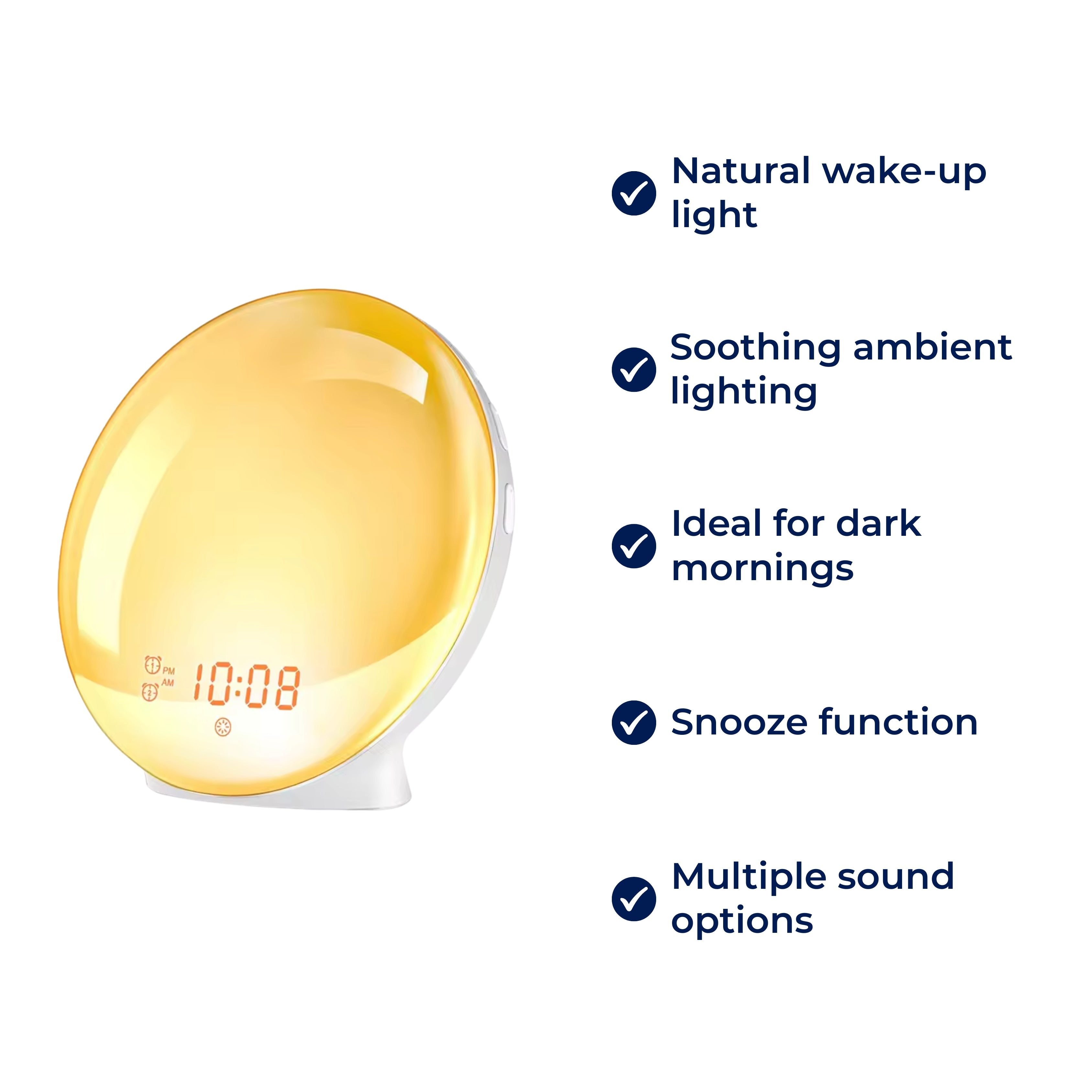 Skanto | Réveil au Lever du Soleil | Lumière Naturelle de Réveil avec Éclairage Ambiant pour Dormeurs Profonds & Matins Sombres