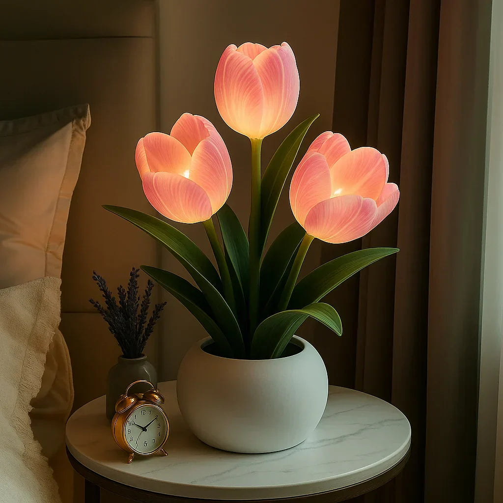 Lampe LED Tulipes Décoratives avec Lumière Chaude et Éclairage Dimmable