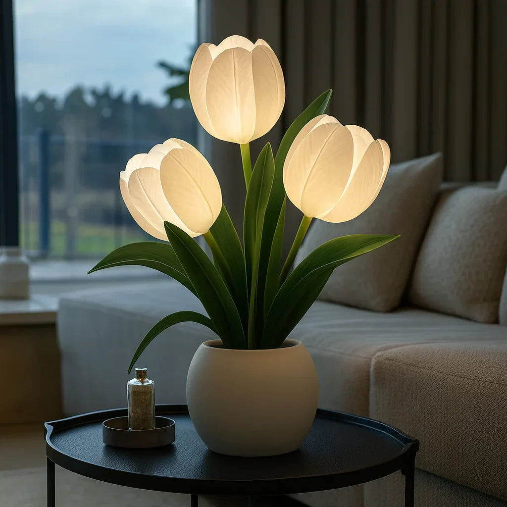 Lampe LED Tulipes Décoratives avec Lumière Chaude et Éclairage Dimmable