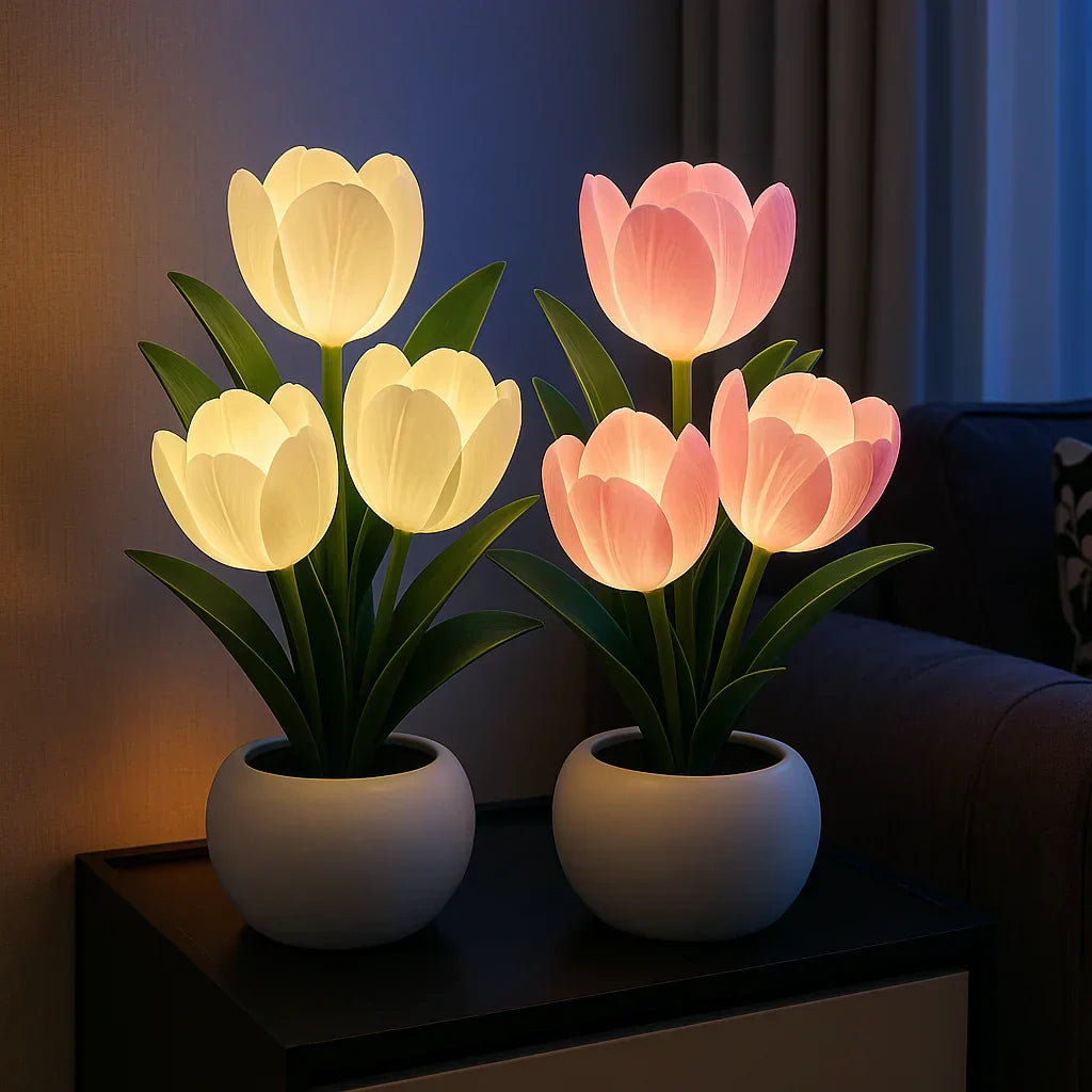 Lampe LED Tulipes Décoratives avec Lumière Chaude et Éclairage Dimmable