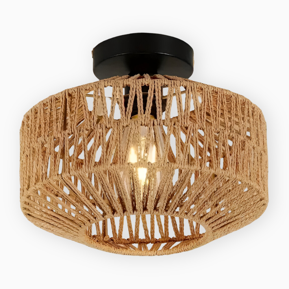 Ravira – Lampe de Plafond en Rattan Fait Main de Style Bohème