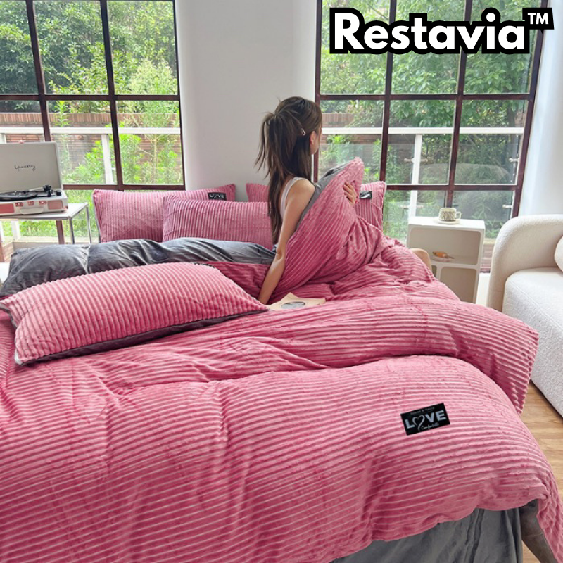 Restavia™ | Housse de couette en polaire corail ultra douce (Incl. 4 taies d'oreiller)