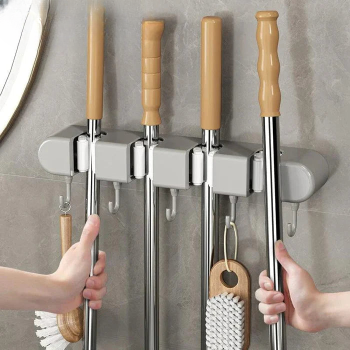 Support mural pour balais, mops et outils