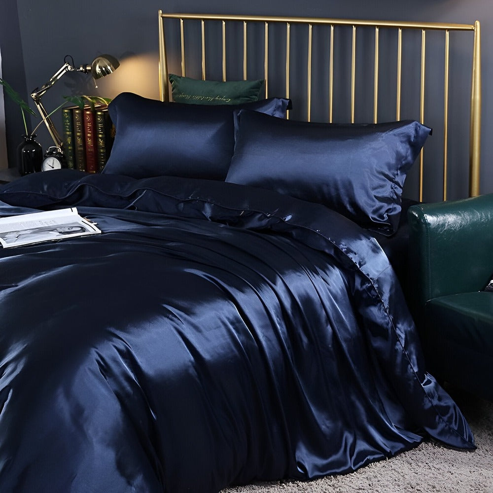 Luxe Soie Housse de Couette – Ensemble de Housse de Couette Exclusif en Soie de Murier avec 2 Taies d'Oreiller
