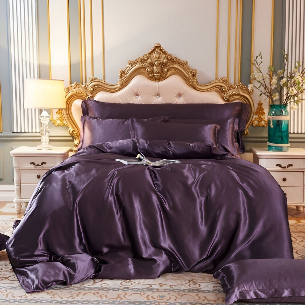 Luxe Soie Housse de Couette – Ensemble de Housse de Couette Exclusif en Soie de Murier avec 2 Taies d'Oreiller