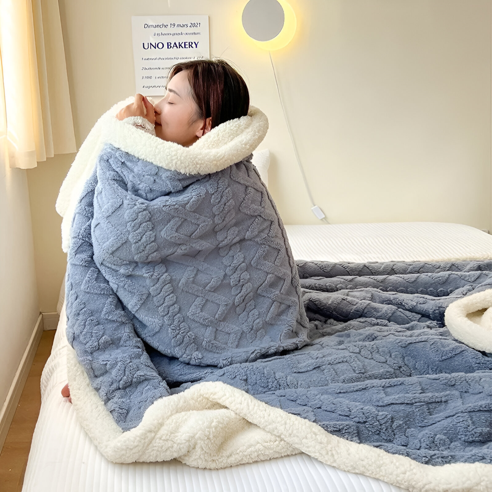 LuxiFaux Plaid en Laine - Couverture en Fleece Peluche Réversible