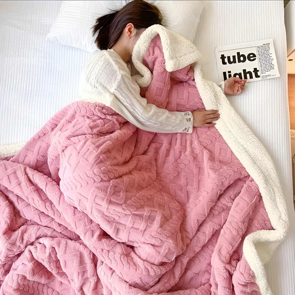 LuxiFaux Plaid en Laine - Couverture en Fleece Peluche Réversible