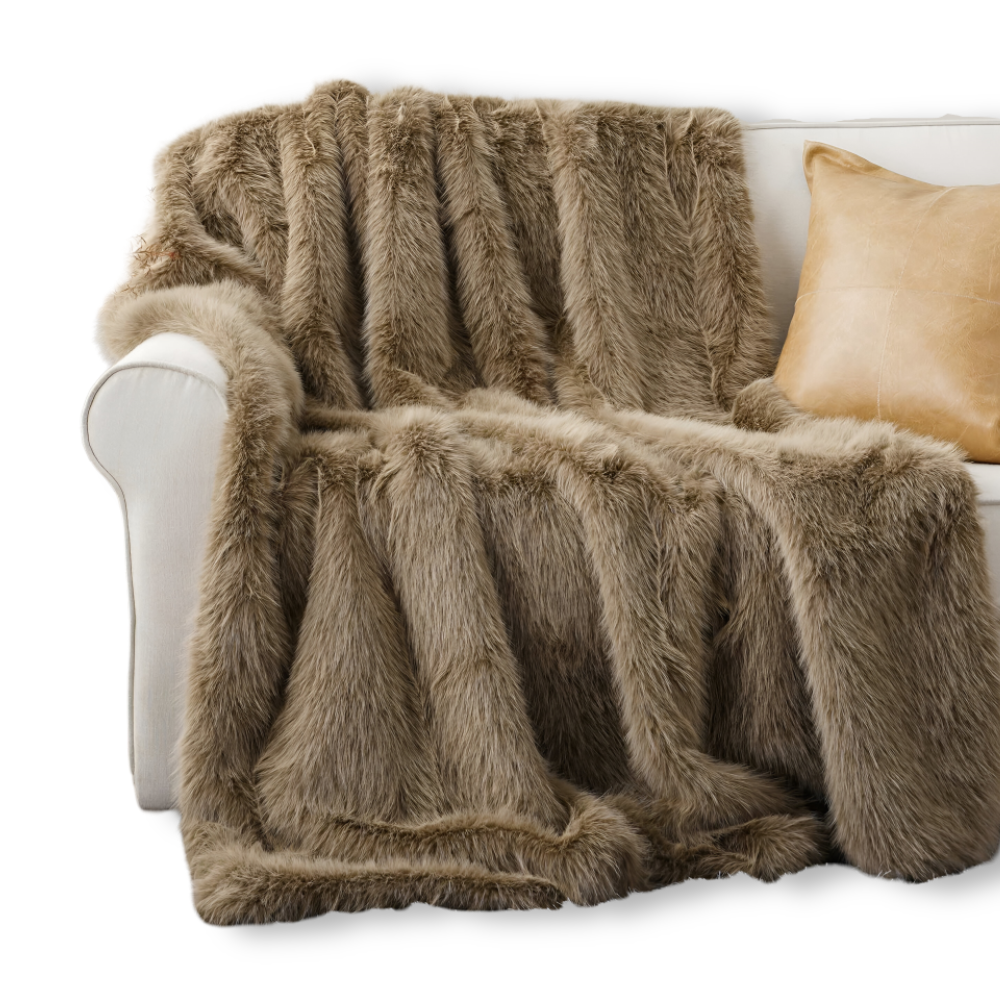 VelouraFur Luxe – Couverture en Fausse Fourrure de Luxe avec Finition Velours Élégante