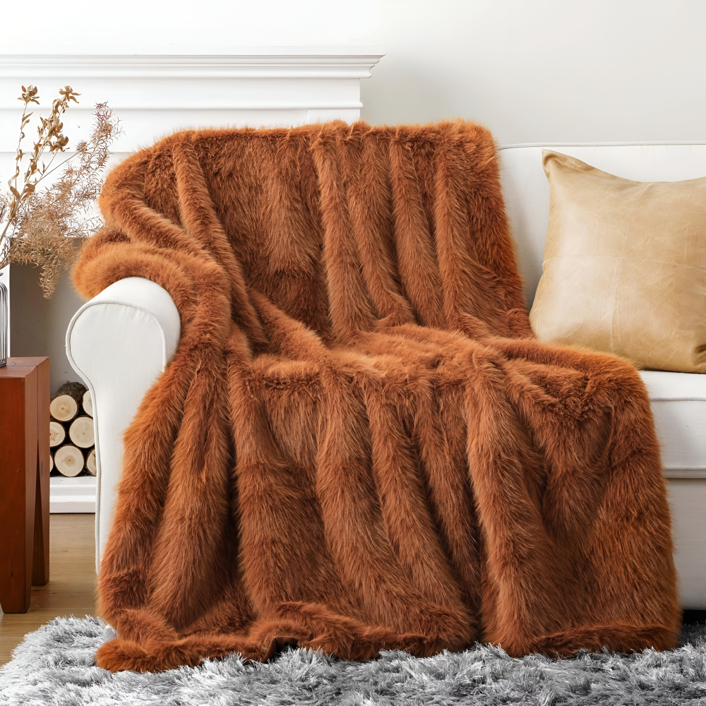 VelouraFur Luxe – Couverture en Fausse Fourrure de Luxe avec Finition Velours Élégante