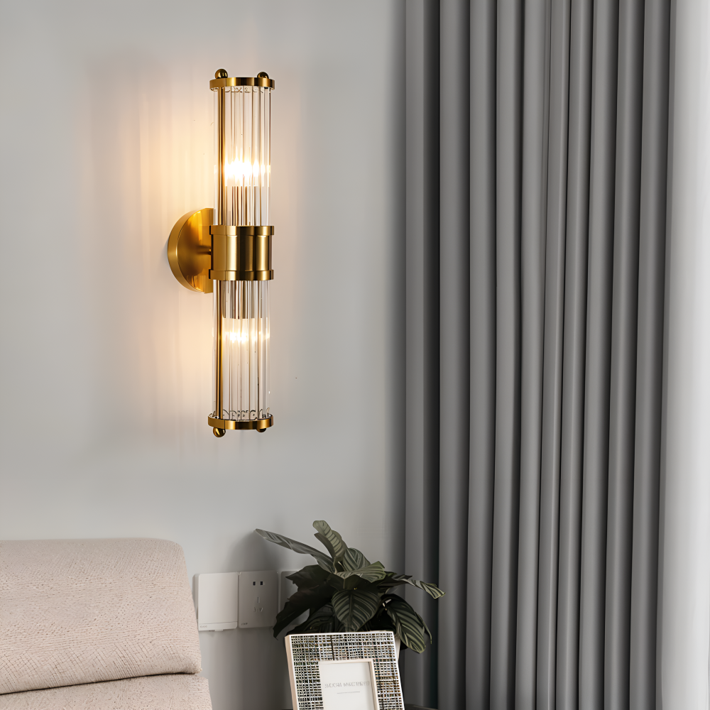 Lustriva – Applique Murale en Or avec Cristal Ridé et Lumière LED E14