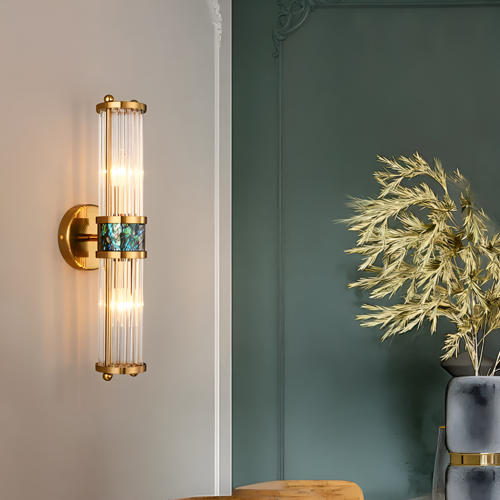 Lustriva – Applique Murale en Or avec Cristal Ridé et Lumière LED E14