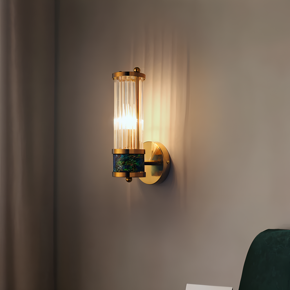 Lustriva – Applique Murale en Or avec Cristal Ridé et Lumière LED E14