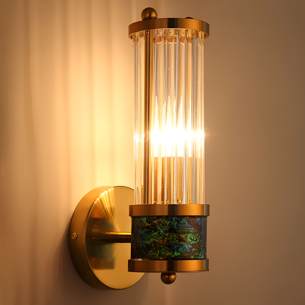 Lustriva – Applique Murale en Or avec Cristal Ridé et Lumière LED E14